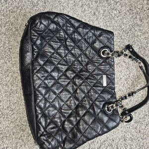 kate spade Black Quilted Leather Shoulder Bag with Chain Straps